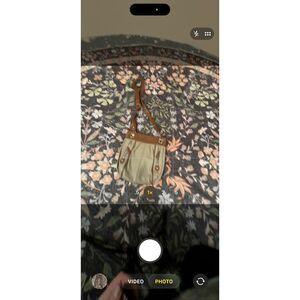 Perlina New York Sage Green & Tan Leather Crossbody Bag | Two-Tone | Silver Hard